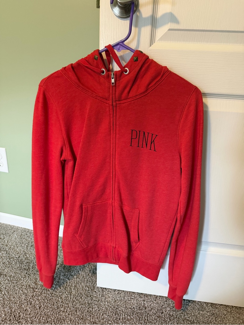 PINK Victoria's Secret Red Full-Zip Hoodie